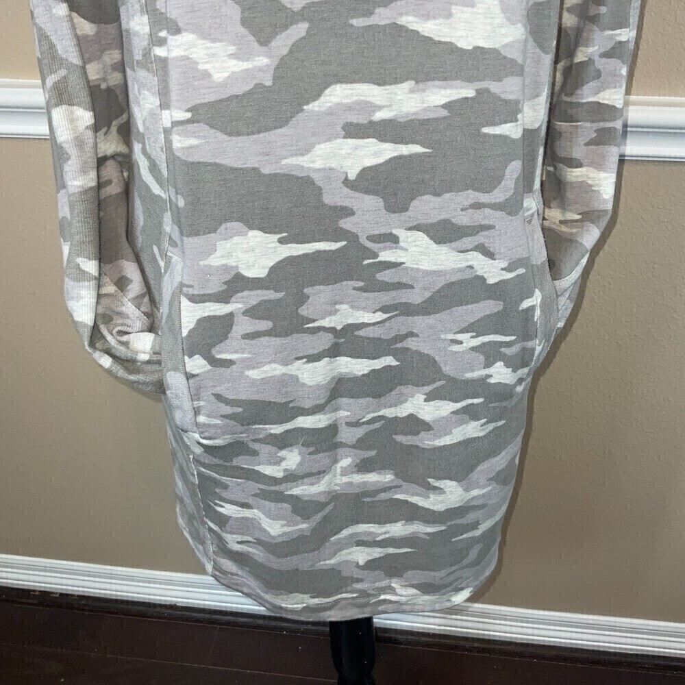 Athleta Women Gray Camo Dress Sz M Long Sleeve Active Sports Carefree Oversize - Picture 8 of 12